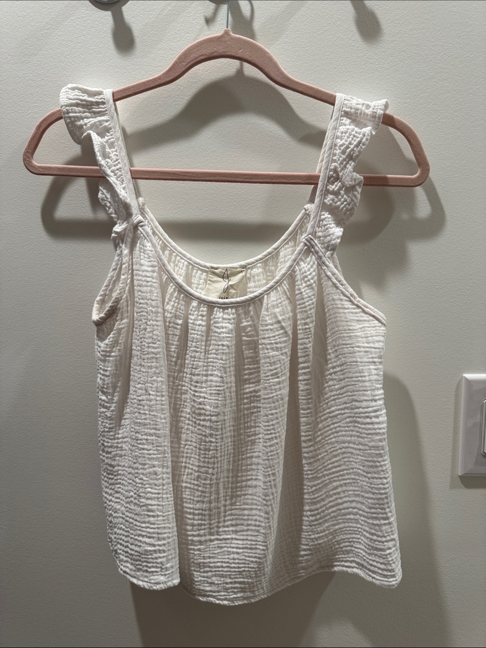 Joie White Gauze Ruffle Strap Camisole